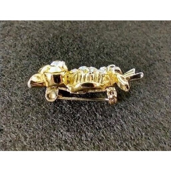 Owl Bird Aurora Borealis Rhinestone Vintage Gold Tone Pin Brooch - Picture 4 of 7